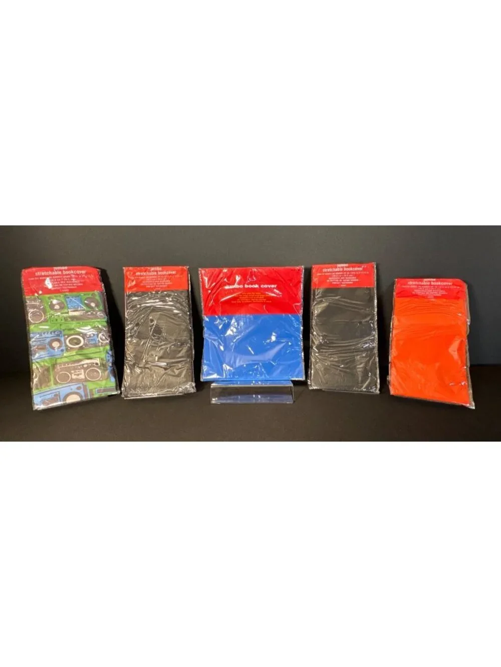 Jumbo Stretchable Book Cover Green Blue Red Boombox Print Textbooks Reusable (5)